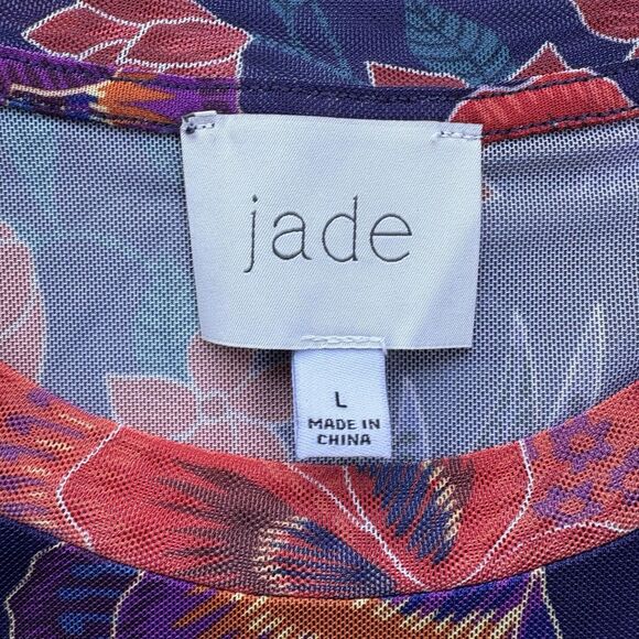 JADE Johnny Was Natalie Long Sleeve Mesh Top Woman Large Floral Whimsical Fairy - Picture 3 of 9
